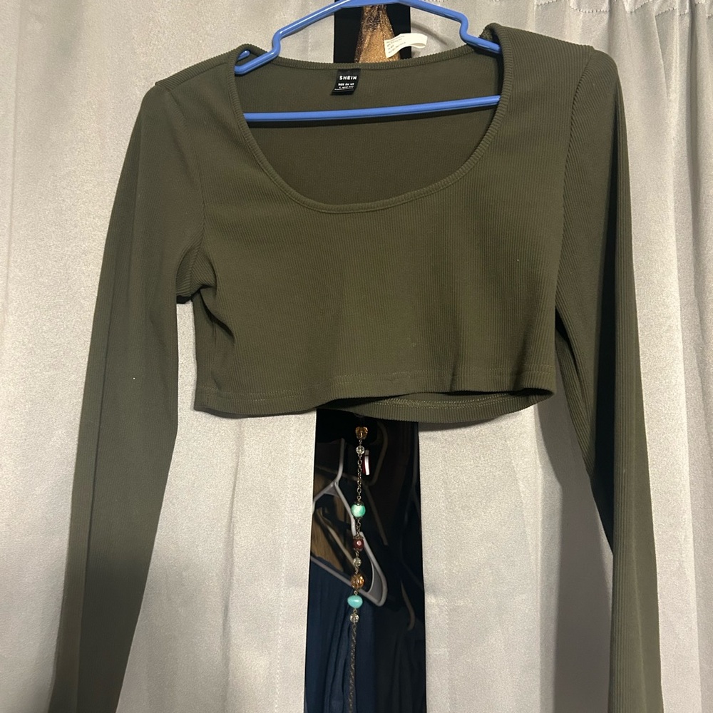 Ribbed Olive Green Crop Top